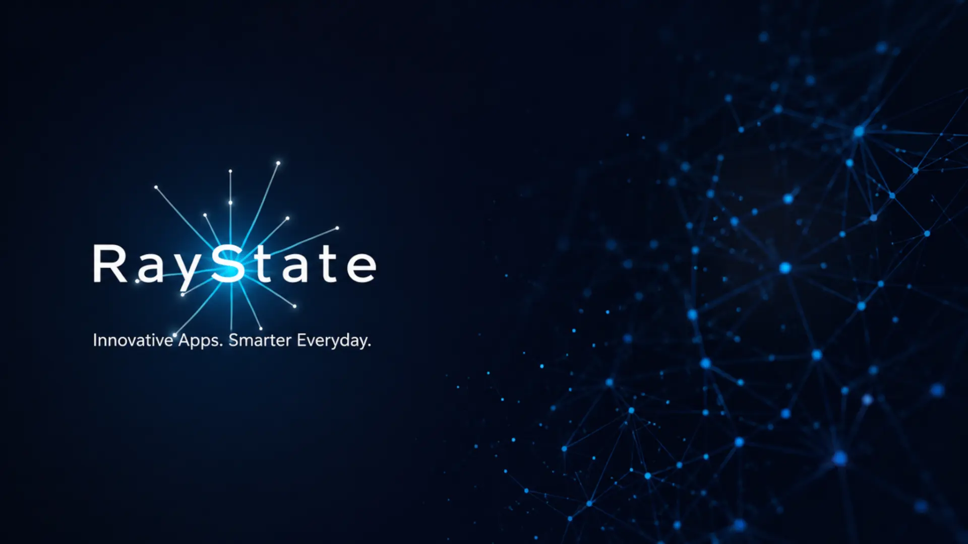 RayState brand artwork: the RayState logo with connected light nodes